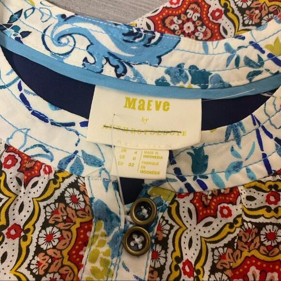 Anthropologie Maeve mixed print floral boho blouse top sz 0 - Picture 6 of 6